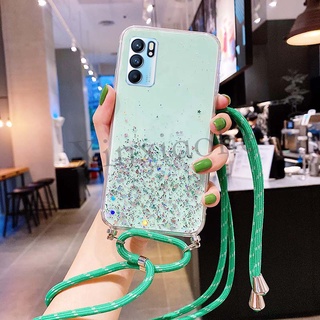 เคส Reno6 Z 5G Tpu Sky Transparent Cover OPPO Reno 6Z Softcase with Shoulder Strap 5G