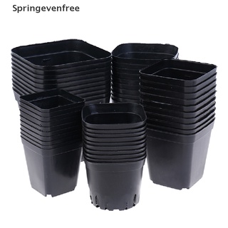 SPEF 10pc Black Flower Pots Plastic Pots Small Square Pots for Succulent plants FE