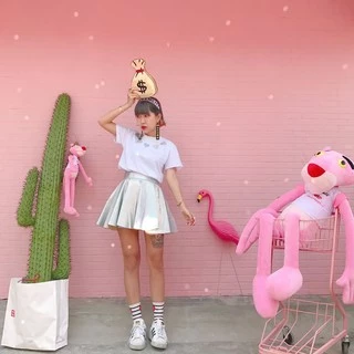 -- สินค้าพร้อมส่ง -- กระโปรงหนังแก้ว โฮโลแกรม วิบๆวับๆ