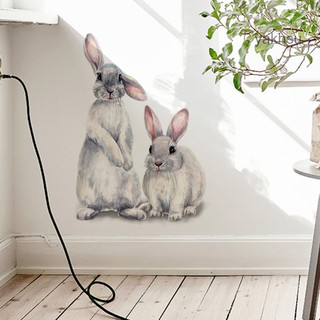 Hy.qt.lovely Rabbit Animal สติกเกอร์ติดผนังห้องเด็ก รูปลอกภาพจิตรกรรมฝาผนัง อนุบาล ตกแต่ง