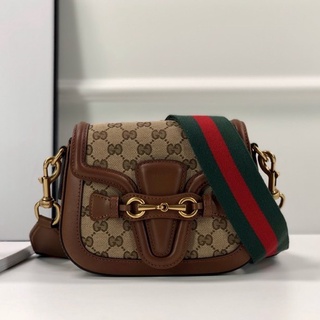 พรี​ Gucci LADY WEB 384821 กุชชี่ กระเป๋าสะพายไหล่กระเป๋าสะพายกระเป๋าสะพายข้าง หนังแท้แบรนด์เนน