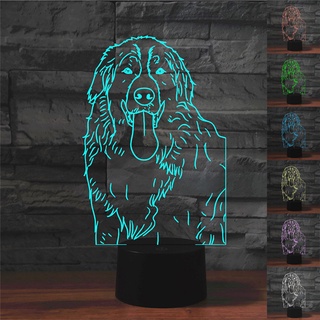 Golden Retriever โคมไฟตั้งโต๊ะอะคริลิค LED ไล่โทนสี 7 สี สําหรับตกแต่งบ้าน