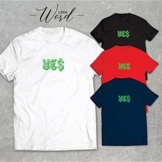 Little Word เสื้อยืดคอกลมแขนสั้นพิมพ์ลาย YES สไตล์มินิมอล ทรงUnisex