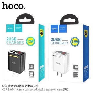 PP Hoco C39 2.4A Max 12W ปลั๊กชาร์จไฟบ้าน หัวชาร์จ พร้อมจอดิจิตอลบอกความเร็วขณะชาร์จ