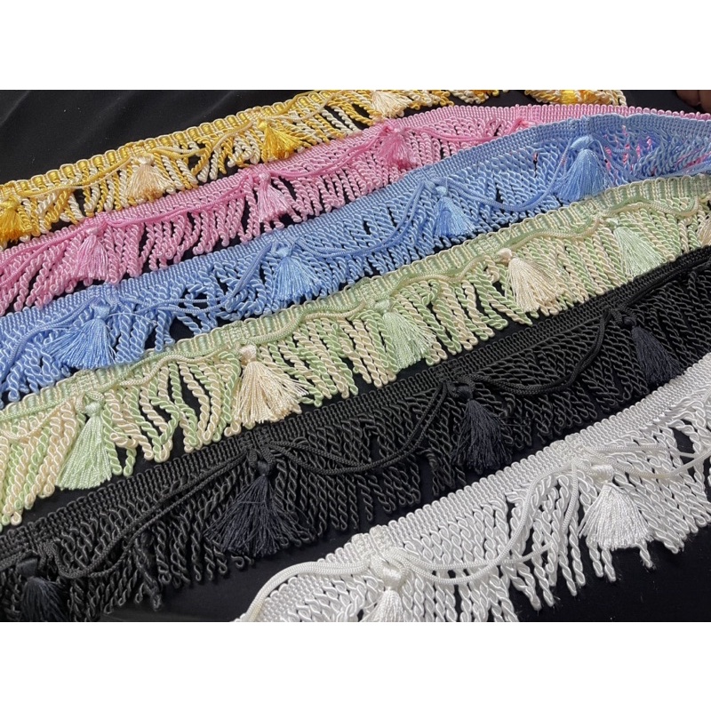 อุปกรณ์ ตกแต่งบ้าน ชายผ้าม่าน ชายครุยผ้าม่าย ขนาด3นิ้ว พร้อมส่ง(เกลียว) ราคาถูก