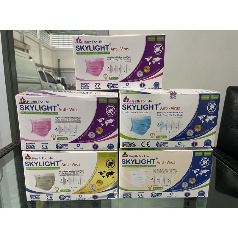 แมส  Skylight  Anti-Virusหน้า4ชั้นกล่องละ50ชิ้น