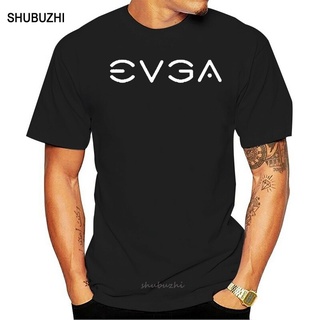 เสื้อยืดสีพื้น - ผู้ชายเสื้อยืดผ้าฝ้ายใหม่ EVGA คอร์ปอเรชั่นโลโก้ S TEE S-2XL สหรัฐอเมริกาขนาด S M