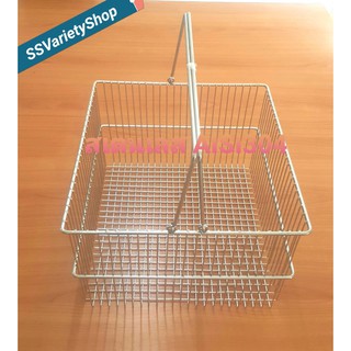 ตะกร้าตะแกรงสเตนเลสสี่เหลี่ยม AISI304 Rectangular Stainless Steel  Basket, 2 handles