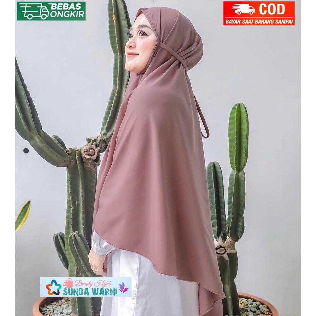Sunda Warni - Instant Hijab Bergo Jumbo Non Pet Strap 80 x 110 Diamond - ผ้าคลุมผู้หญิง - รุ่นผู้ใหญ่ล่าสุด สวมผ้าคลุมศีรษะโดยตรง / ผ้าคลุม Bergo Khimar Veil Kenan ฮิต - Shamira
