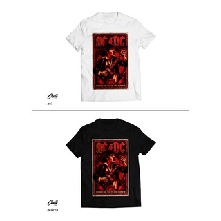 คอลูกเรือเสื้อยืดคอกลมเสื้อยืด พิมพ์ลาย I CUSTOM I Music I HARD ROCK Acdc 1ผ้าฝ้ายแท้