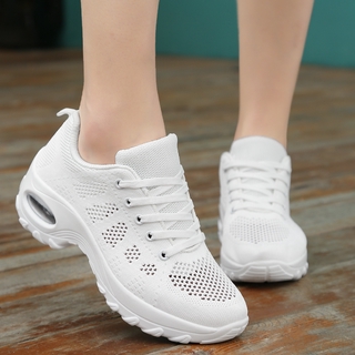 SKYE รองเท้าผ้าใบ แบบเสริมส้น 35-42 แฟชั่น หญิง รองเท้าเพื่อสุขภาพ ขาว