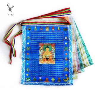 COD&amp; 10Pcs Tibetan Buddhist Prayer Flags Decorative Flag Contain Tibetan Scriptures &amp;TH