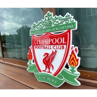 Logo สโมสรฟุตบอล พลาสวูดทำสี Liverpool Man u ลิเวอร์พูล แมนยู ป้ายกันน้ำกันแดดสูง 60cm. สวยสุดๆ