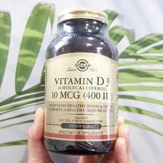 46% Sale!!! EXP: 08/23 วิตามินดี3 Vitamin D3 (Cholecalciferol) 10 MCG (400 IU), 250 Softgels (Solgar®) D-3 D 3