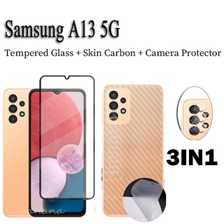 3in1 Samsung A13 4G A 13 5G Tempered Glass Anti Scratch Screen Garskin Carbon Flexible Glass Camera