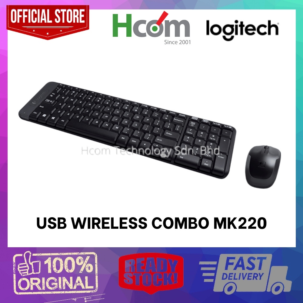 Logitech MK220 Wireless Keyboard Mouse Combo USB สีดํา