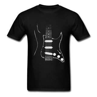 เสื้อยืดผู้ Lyzh เสื้อยืดคอกลม แขนสั้น พิมพ์ลายกีตาร์ Strat Stratocaster สีดํา สไตล์ฮิปฮอป สําหรับผู้ชาย วัยรุ่น S-5XL