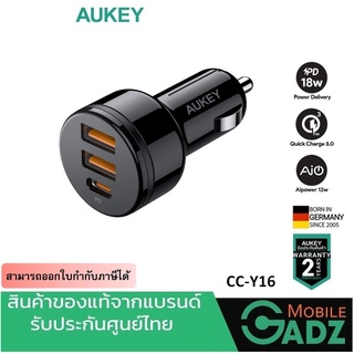 หัวชาร์จในรถ ชาร์จเร็ว AUKEY CC-Y16 PowerAuto 36W PD Car Charger ชาร์จเร็วในรถ QC 3.0 2 ช่อง ชาร์จเร็ว Power Delivery 1