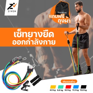 (ลดล้างสต็อค 90%) ZIVEN ยางยืดออกกำลังกาย แรงต้าน5ระดับ Extreme Set Resistance Band ยางยืดหูจับ สายแรงต้าน ยางยืดแรงต้าน