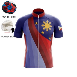 ชุดปั่นจักรยาน Powerband Cycling Jersey Women Men Short Sleeve The Philippines Cycling Jersey Road Bike Bicycle Top Shirt Mountain Bike Breathable Quick Dry Sports Clothing Apparel