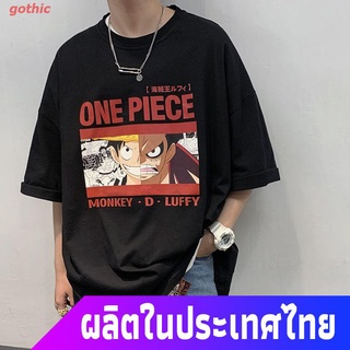 【hot sale】gothic ร์ตูนพิมพ์ฤดูร้อน ย์เสื้อยืด One Piece Five-point Sleeve Male Plus Fat Loose Trend Fat Loose Round Neck