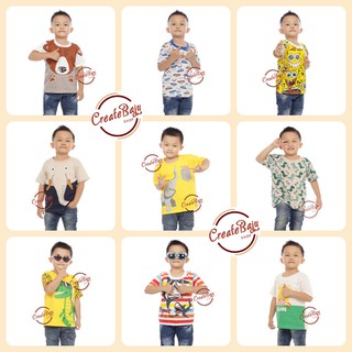 9.9 เสื้อยืด ลายหุ่นยนต์หมีช้าง DINO GIRAFFE HIPPO แฟชั่น สําหรับเด็กผู้ชาย อายุ 1-7 ปี 1 ปี