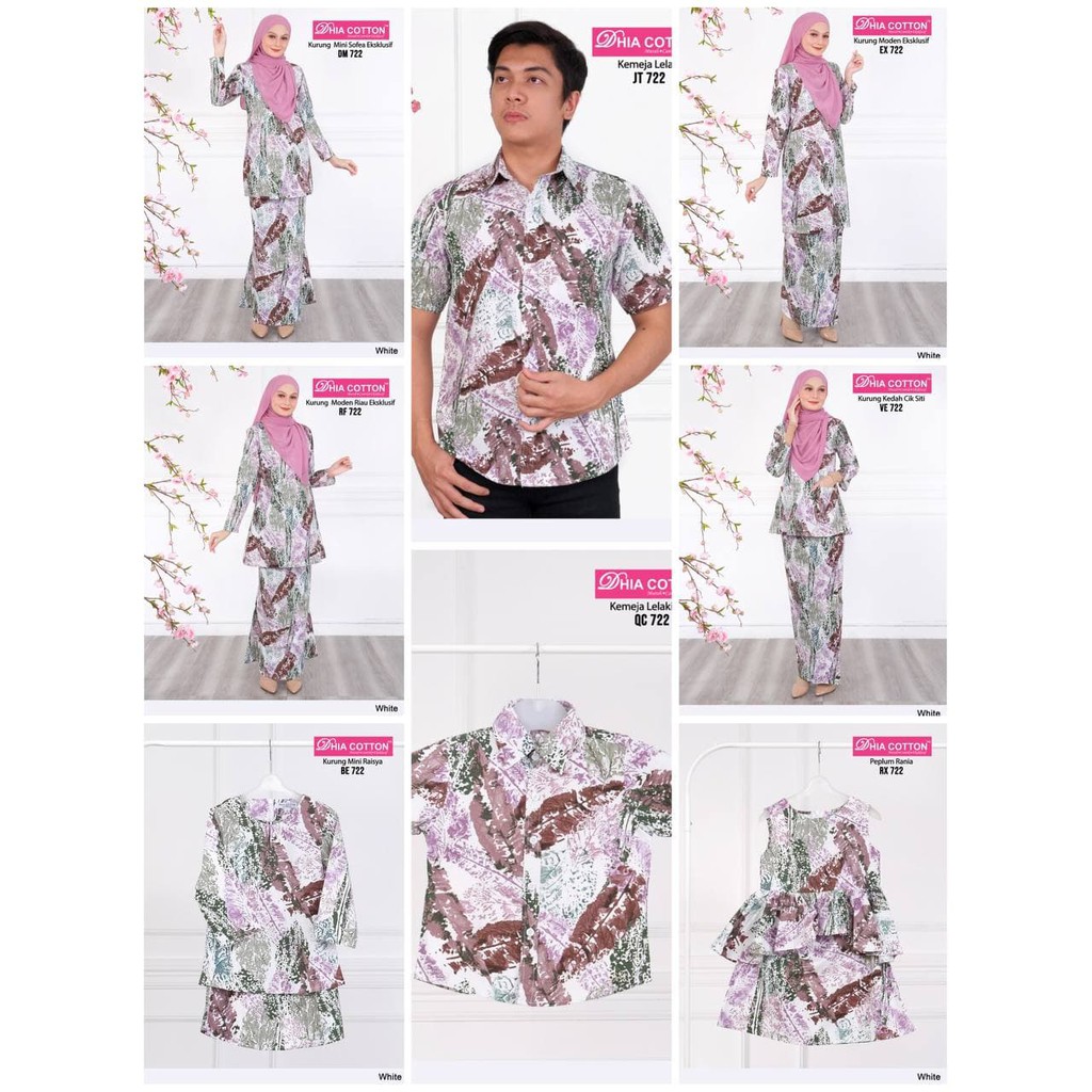 [SET 722] BAJU KURUNG COTTON EKSKLUSHIF V26 (สีขาว) - KURUNG MODEN, MINI, RIAU, KEDAH - JULY 2021