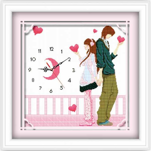 ภาพวาดปักไขว้ของนาฬิกา Keeping Love RY5335 (CUSTOMERS SELF-EMBROUGHT) ขนาด: 53X53CM