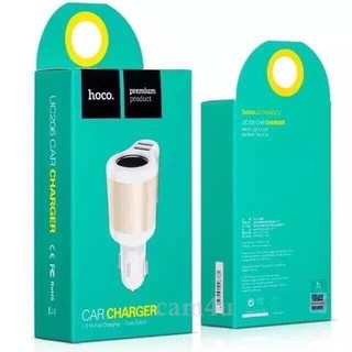 Hoco Car Charger 2in1 หัวชาร์จในรถ 2 USB + เพิ่มช่องจุดบุหรี่ 1 UC206