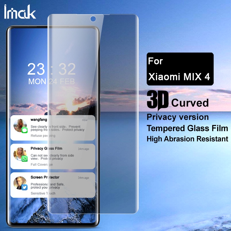 Imak สําหรับ Xiaomi Mi Mix 4 กระจกนิรภัยความเป็นส่วนตัวสําหรับ Xiomi Mi Mix4 3D โค้งคลุมทั้งหมด Anti