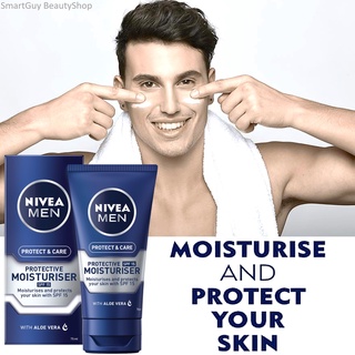 NIVEA MEN PROTECT&amp;CARE PROTECTIVE MOISTURISER SPF15 75ml ผลิตภัณฑ์ครีมบำรุงผิวหน้าผู้ชายผสมครีมกันแดดสูตรพิเศษ