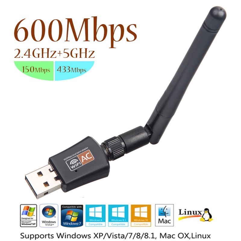 จัดส่งเร็วมาก ตัวรับ wifi USB WiFi ตัวรับสัญญาณไวไฟ 5G และ 2.4G usb wifi 5g แบบมีเสา
