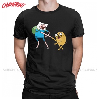 ใหม่ เสื้อยืดลําลอง ผ้าฝ้าย 100% แขนสั้น คอกลม พิมพ์ลาย Adventure Time With Finn And Jake สําหรับผู้ชาย และผู้หญิงS-5XL