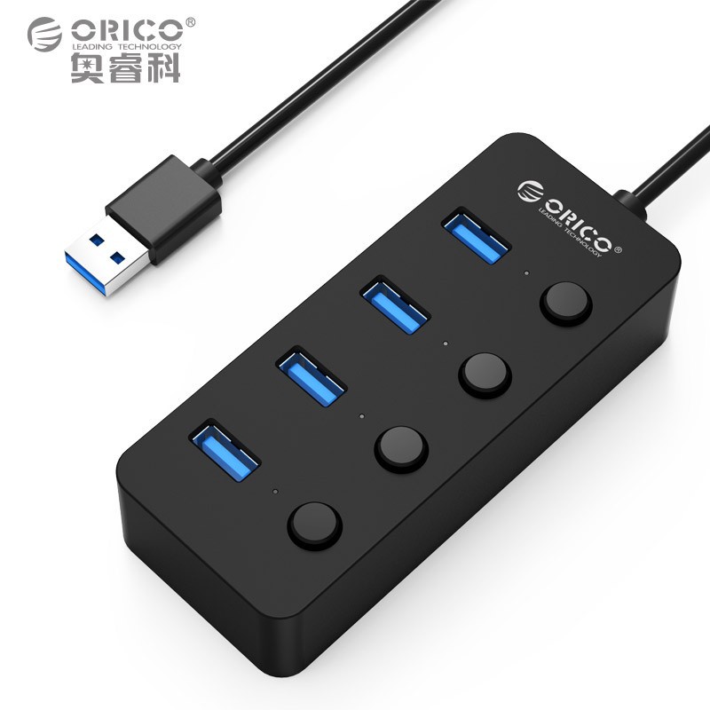 (W9PH4-U3-V1-BK  )ORICO 4 Port Bus Powered USB 3.0 Hub with Individual Power Switches and LEDs