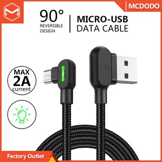 Mcdodo Micro USB สายชาร์จเร็ว 90 องศาสายชาร์จข้อมูลสายชาร์จด่วนสำหรับ Android Xiaomi