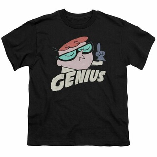 เสื้อยืดผ้าฝ้ายพิมพ์ลายขายดี เสื้อยืด พิมพ์ลายการ์ตูน Dexters Laboratory Genius Youth สีดํา สําหรับห้องทดลอง