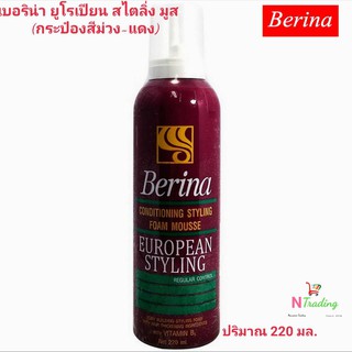 เบอริน่า คอนดิชั่นนิ่ง(ใหญ่) / Berina Conditioning Styling Foam Mousse Whit  Vitamin B5 ปริมาณสุทธิ 220 มล.