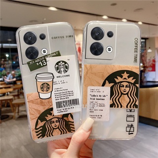 Ready Stock เคสโทรศัพท์ Casing OPPO Reno8 Z 8Pro Reno 8 8Z 7 7Z 7Pro 6Z 6 Z Pro 5G 4G Creative Label Starbucks Goddess Couples Handphone Case Silicagel Simple Soft Case Transparent Back Cover เคส