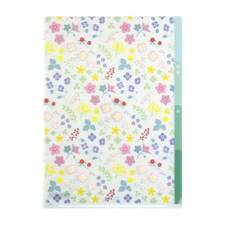 MIDORI 3 Pockets Clear Folder &lt;A5&gt; Wild flower (D35251006)/ แฟ้ม 3 ช่อง ขนาด A5 ลายดอกไม้ป่า แบรนด์ MIDORI ประเทศญี่ปุ่น