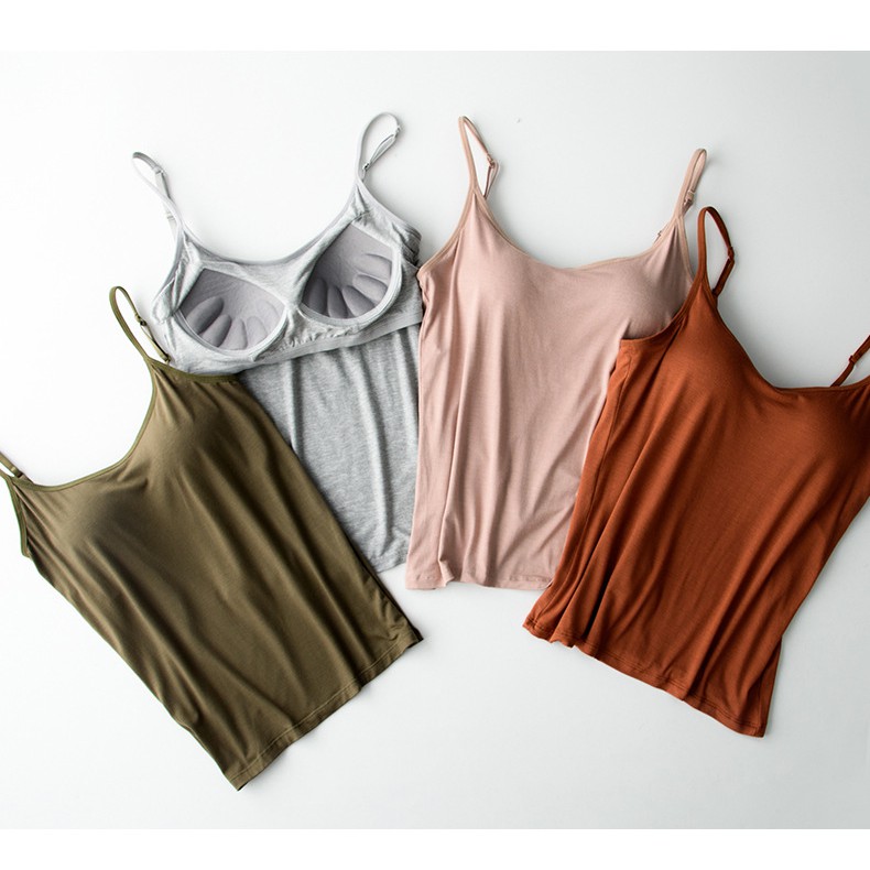 M-3XL เสื้อกล้าม สายเดี่ยว พร้อมแผ่นรองหน้าอก