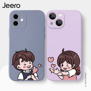 Jeero เคสคู่ เคสไอโฟน คู่รัก ขอบเหลี่ยมกันกระแทกซิลิโคนนุ่มการ์ตูนน่ารักตลก เคสโทรศัพท์ Compatible for iPhone 15 14 13 12 11 Pro Max SE 2020 X XR XS 8 7 ip 6S 6 Plus HFE1115