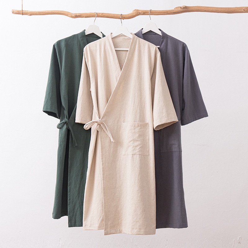 เสื้อคลุมอาบน้ํา ผ้าฝ้าย และผ้าลินิน ระดับไฮเอนด์ สไตล์จีน สําหรับโรงแรม สปา