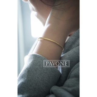 Pavone Jewelry กำไลข้อมือเงินแท้ แบบบาง ชุบทอง18k / ชุบทองคำขาว/ ชุบโรสโกลด์ (BL0016)