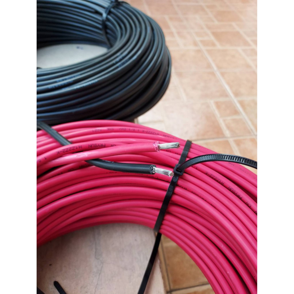 สายไฟโซล่าร์เชลส์ PRYSUN H1Z222-K ,1000V ,Size 6.0 mm Solar cell Cable. (ตัดแบ่งขนาดความยาว 1 เมตร) 