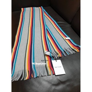 ผ้าพันคอ สีเทา-สีรุ้งเรนโบว์ Paul Smith ขนาด 175x27 cm