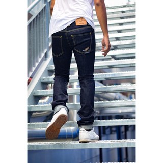 รุ่น black Swan ผ้า Oneway สี dark Indigo JAPAN SELVEDGE ผ้าดิบ17.5