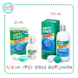 ALCON Opti Free Replenish 60 ml และ 300 ml ออฟติ ฟรี รีเพลนิช น้ำยาล้างคอนแทคเลนส์ ฟรี ตลับใส่คอนแทคเลนส์