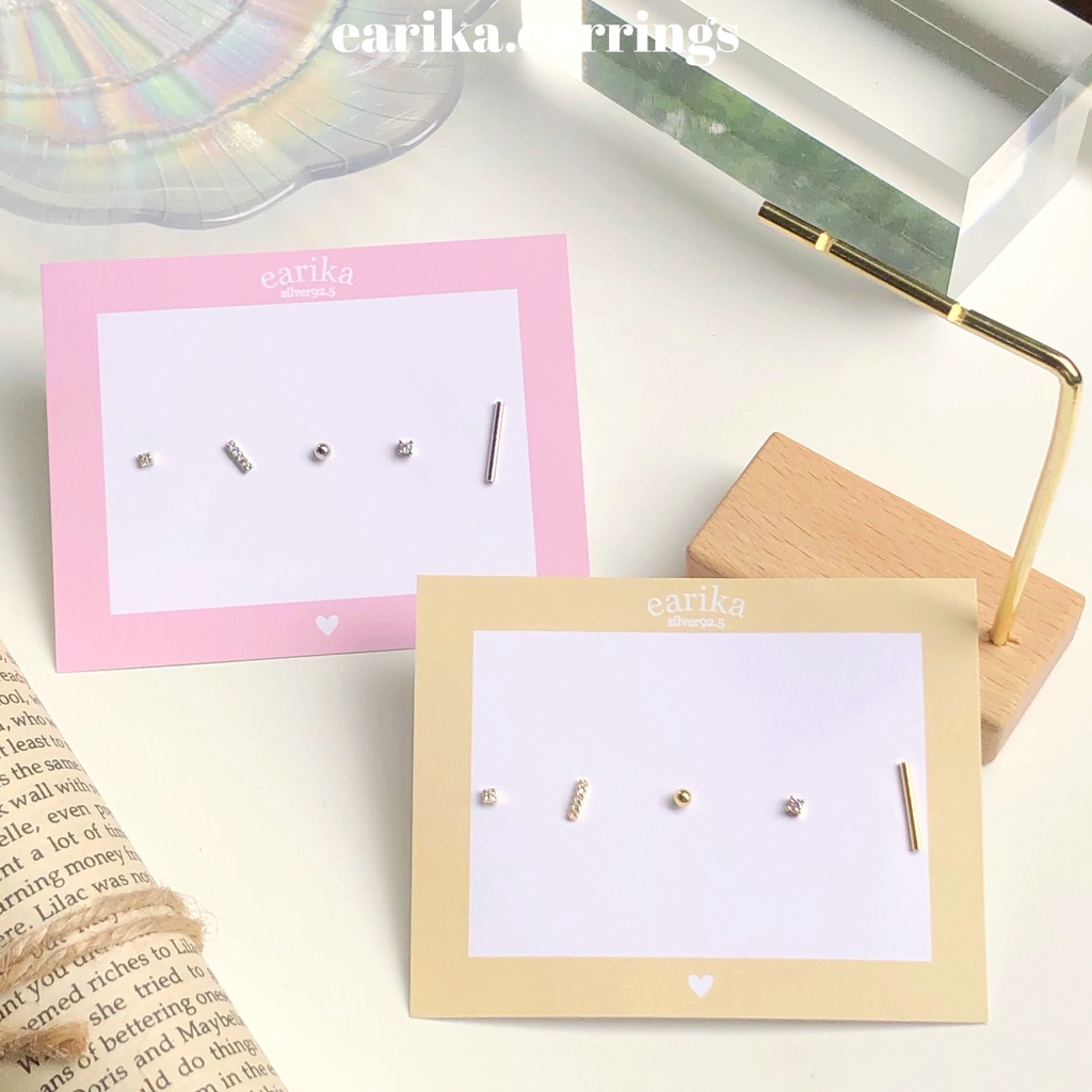 earika.earrings - daily set เซ็ตต่างหูก้านเงินแท้ชุบทองคำขาว (มีให้เลือกสองสี) คนแพ้ง่ายใส่ได้