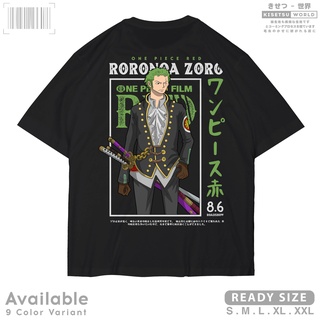 เสื้อยืด ลายการ์ตูนอนิเมะ ONE PIECE RED FILM RORONOA ZORO - Baju Distro สไตล์ญี่ปุ่น x A2505 Kisetsu