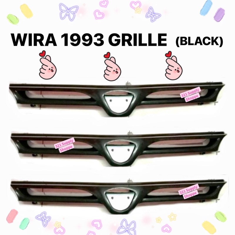 WIRA 1992 FRONT GRILLE SPANDER สีดําสําหรับ Wira Se Satria Putra Arena 1.3 1.5 1.6 1.8 1992 93 94 95